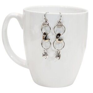 Alphabet Initial Letter L Earrings Silver Rhinestone Charms